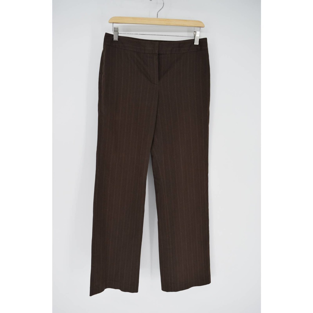 ANN TAYLOR FACTORY pinstripe mid-rise trouser pants brown size 4 women's